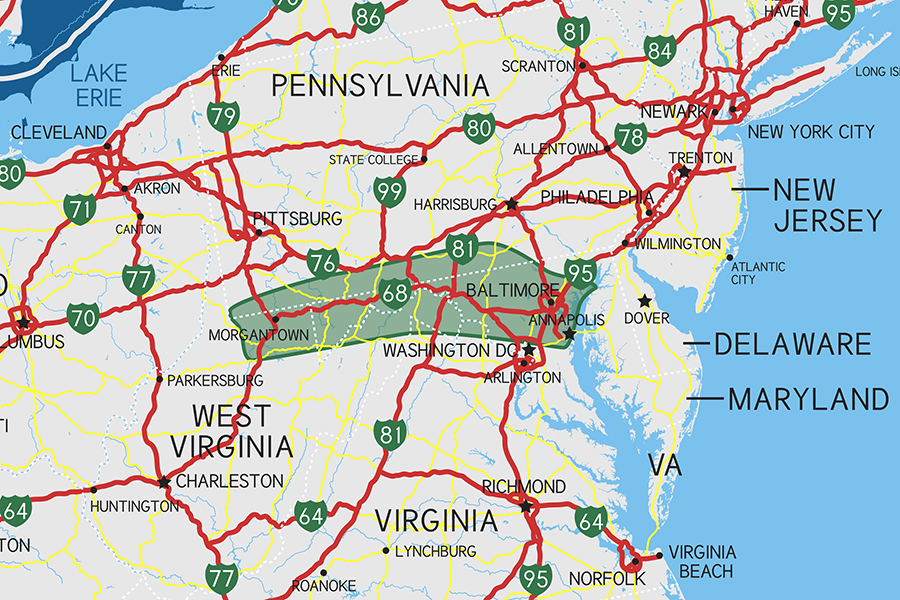 Region map Fairmont Baltimore